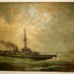 TABLEAU ALLEMAND du PANZERSCHIFF « DEUTSCHLAND » de la SECONDE GUERRE.