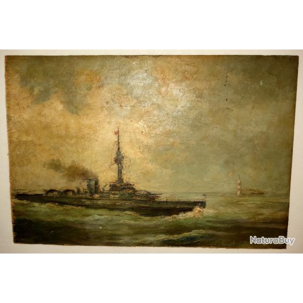 TABLEAU ALLEMAND du PANZERSCHIFF  DEUTSCHLAND  de la SECONDE GUERRE.