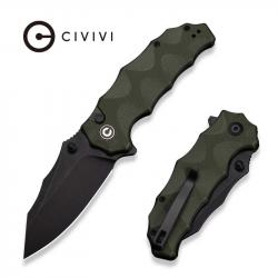 Couteau Civivi Natterjack Green Lame Acier 14C28N Black Manche G10 Button Lock IKBS CIVC240281