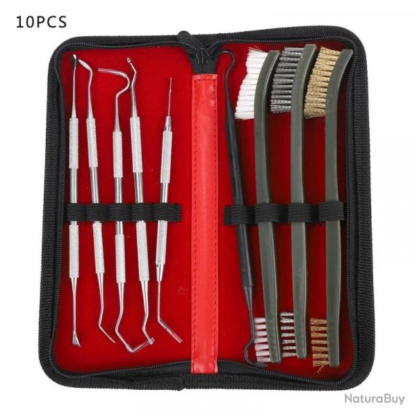 Kit de nettoyage armes  feu - 9 pices (brosses + crochets) - LIVRAISON GRATUITE