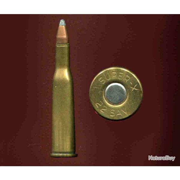 .22 Savage High Power - marquage : SUPER-X   22 SAV - balle cuivre pointe plomb.