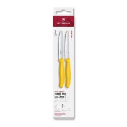 6.7838.2C1 Boîte de 2 couteaux de table/tomate à dents Victorinox SwissClassic jaune