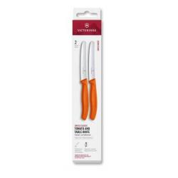 6.7839.2C1 Boîte de 2 couteaux de table/tomate à dents Victorinox SwissClassic orange