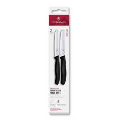 6.7833.2 Boîte de 2 couteaux de table/tomate à dents Victorinox SwissClassic 11cm noir