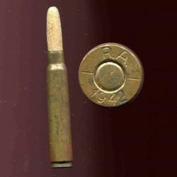 7.92 x 61 Norvégien - RARE - à blanc balle bois - étui laiton 61 mm - marquage : RA-1942-