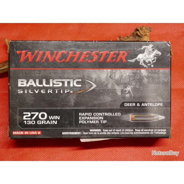 Boite de 20 cartouches WINCHESTER BALLISTIC SILVERTIP 270 Win 130gr