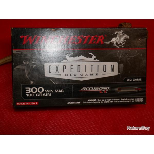 Boite de 20 cartouches WINCHESTER ACCUBOND CT 300 Win Mag 180gr