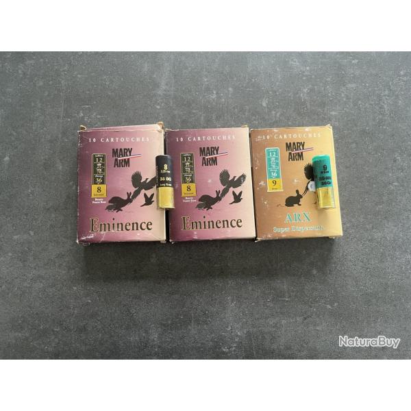 Lot de 26 cartouches MARY ARM bourre grasse et dispersante Cal 12 36 gr