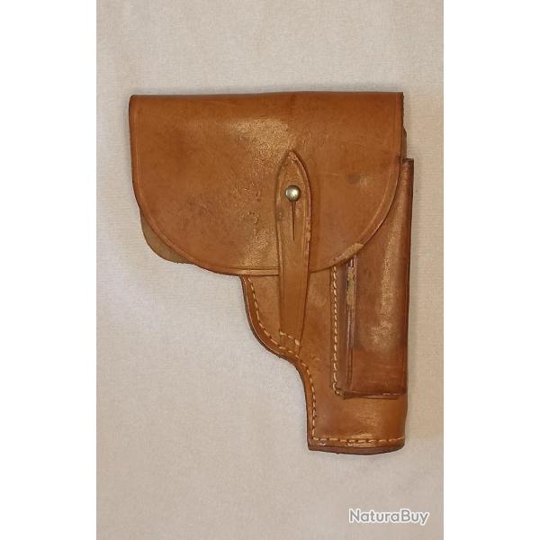 Etui cuir fauve PA UNIQUE 7.65mm vintage