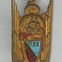 Insigne 22ème Groupe Aérien d'Observation d'Artillerie Indochine