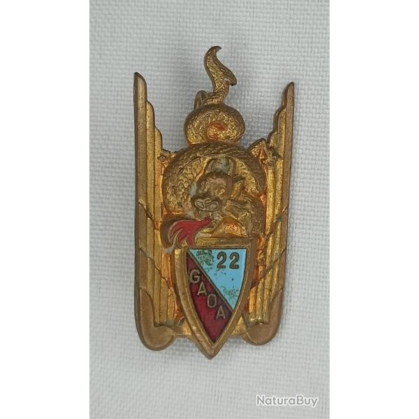 Insigne 22me Groupe Arien d'Observation d'Artillerie Indochine