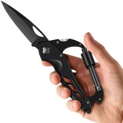 Mousqueton tactique multifonction avec couteau en acier inoxydable