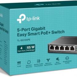 Switch Ethernet TP-Link TL-SG105PE - 5 ports Gigabit dont 4 PoE+ (65W) - Neuf