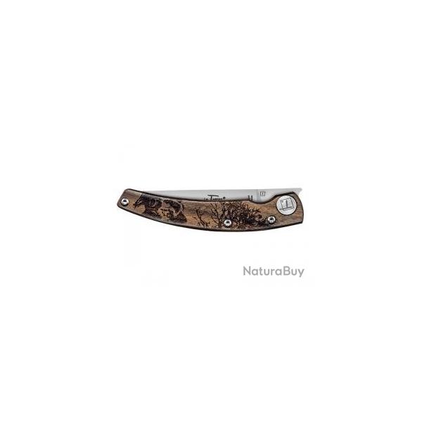 Couteau Le Thiers Animalis Claude DOZORME lame acier X50CrMoV15  cran intrieur gravure sanglier