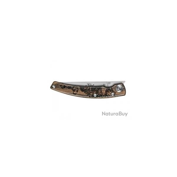 Couteau Le Thiers Animalis Claude DOZORME lame acier X50CrMoV15  cran intrieur gravure chien