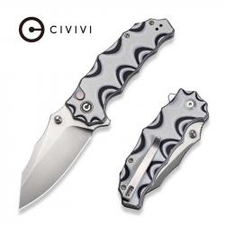Couteau Civivi Natterjack White/Black Lame Acier 14C28N Manche G10 Button Lock IKBS CIVC240283