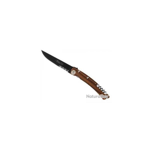 Couteaux Le Thiers DESIGN DOZORME 2 pices lame noire semi-dente acier X50CrMoV15 manche vallernia