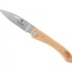 Couteau Claude Dozorme CAPUCIN lame acier X50CrMoV15 manche buis gravé sanglier