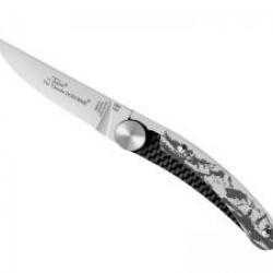 Couteau Claude Dozorme LE THIERS JERO lame acier X50CrMoV15 manche gravure paysage des Alpes
