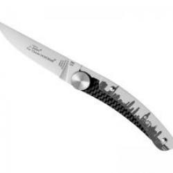 Couteau Claude Dozorme LE THIERS JERO lame acier X50CrMoV15 manche gravure Skyline Londres