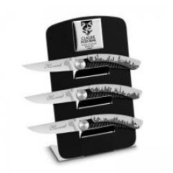 Lot de 3 Couteaux Claude Dozorme LE THIERS JERO lame acier X50CrMoV15 +présentoir offert