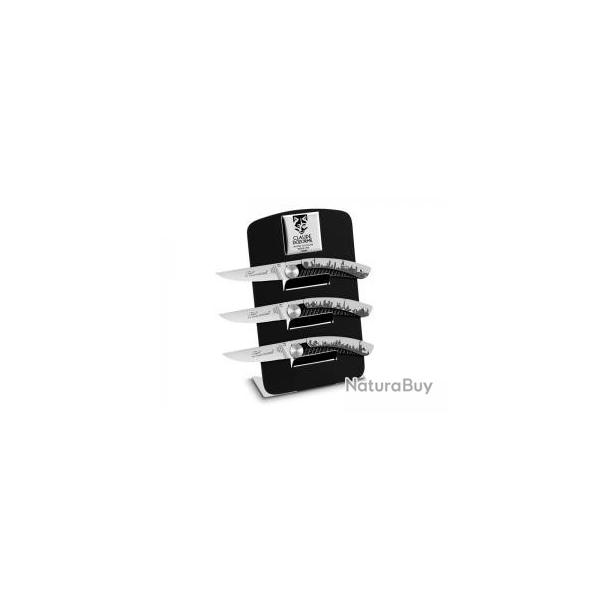 Lot de 3 Couteaux Claude Dozorme LE THIERS JERO lame acier X50CrMoV15 +prsentoir offert