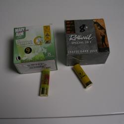a saisir 1 lot de 50 cart b.g. cal 20 rottweil et  mary  puma