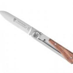 Couteau Claude Dozorme PRADEL lame acier X50CrMoV15 manche habillage bois kotibé gravure maison