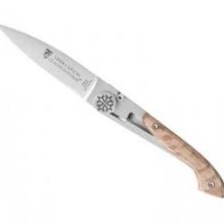 Couteau Claude Dozorme CAPUCIN lame acier X50CrMoV15 manche habillage chêne gravure croix Occitane