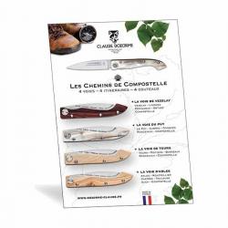 Lot 4 couteaux COMPOSTELLE Claude DOZORME lame acier X50CrMoV15 +présentoir offert