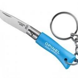 Sachet de 6 portes-clés OPINEL n° 2, lame inox, manche 4,5 cm charme lasuré bleu cyan