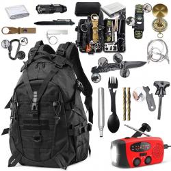 Kit d'urgence 34 en 1 avec sac à dos, matériel de survie et radio dynamo