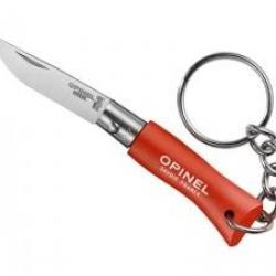 Sachet de 6 portes-clés OPINEL n° 2, lame inox, manche 4,5 cm charme lasuré orange, virole fixe.