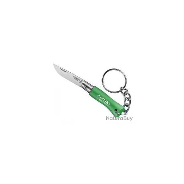 Sachet de 6 portes-cls OPINEL n 2, lame inox, manche 4,5 cm charme lasur vert prairie, virole fix