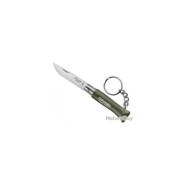 Sachet de 6 portes-cls OPINEL n 4, lame inox, manche 6,5 cm charme lasur kaki, virole fixe.