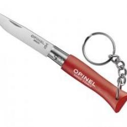 Sachet de 6 portes-clés OPINEL n° 4, lame inox, manche 6,5 cm charme lasuré rouge, virole fixe.