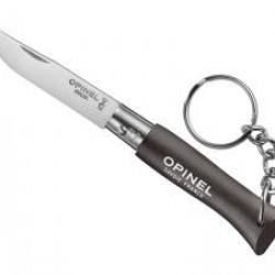 Sachet de 6 portes-clés OPINEL n° 4, lame inox, manche 6,5 cm charme lasuré brun noir, virole fixe.