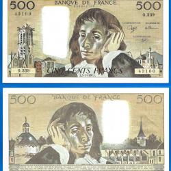 France 500 Francs 1991 Grand Billet Pascal Franc Cathedrale Bourges