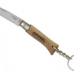 Sachet de 6 portes-clés OPINEL n° 4I, lame inox, manche 6,5 cm hêtre, virole fixe.