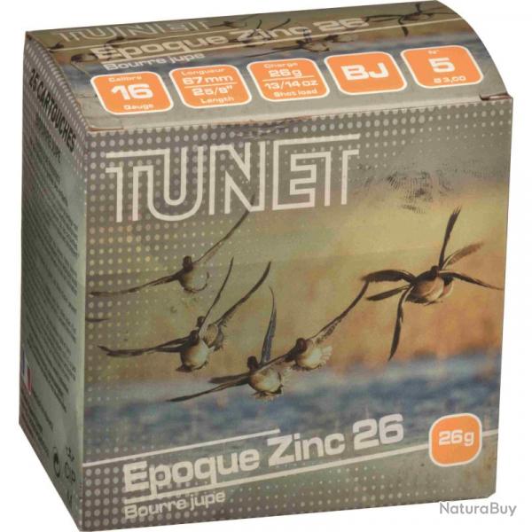 Cartouches Tunet Epoque Zinc 26g BJ Plomb n5 - Cal.16 x2 boites