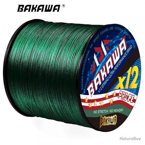 tresse 12 brins 100M 300M 500M 1000M Multifilament PE tissage mer eau douce X12 Green 100M-0.14MM-0.