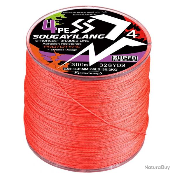 300M 500M 8 brins 4 brins tress ligne de pche 18-88LB Multifilament X8 voir photos orange 4 Strand