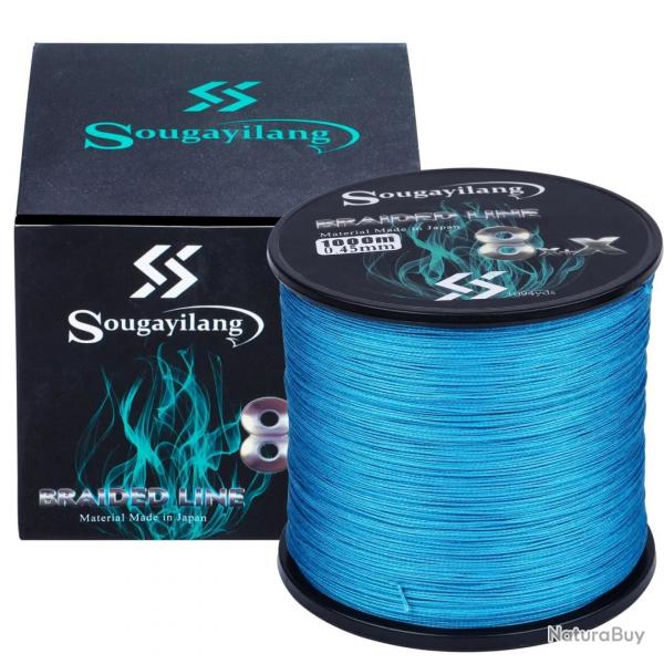 tresses 9 brins PE ligne de pche 300M 500M 1000M fil de pche Multifilament Bleu 300M-0.20MM-12.7KG