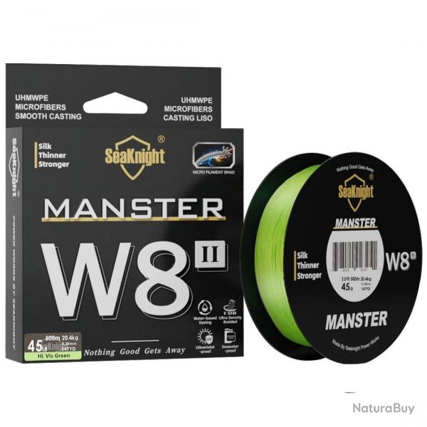 tresse en PE, srie W8 II, 8 brins, 500m, 300m, revtement anti-UV, pour eau sale Hi-Vis Green 300M