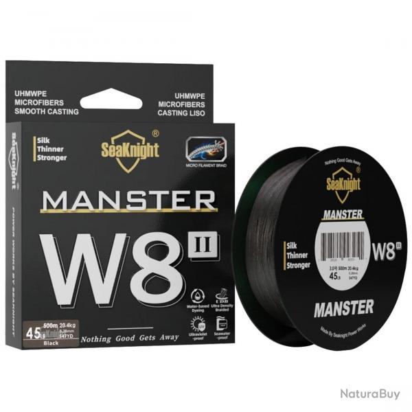 tresse en PE, srie W8 II, 8 brins, 500m, 300m, revtement anti-UV, pour eau sale Black 500M 45LB