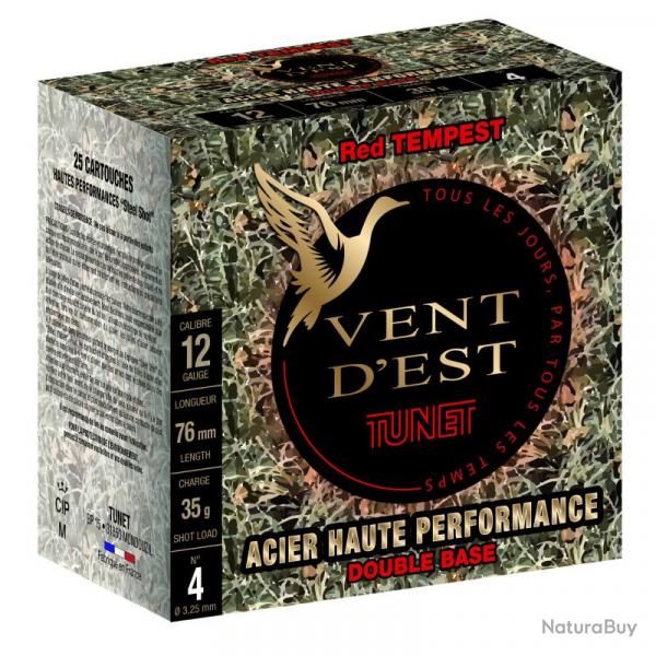 Cartouches Tunet Vent D'Est Red Tempest HP 35g BJ Acier - Cal.12 x2 boites