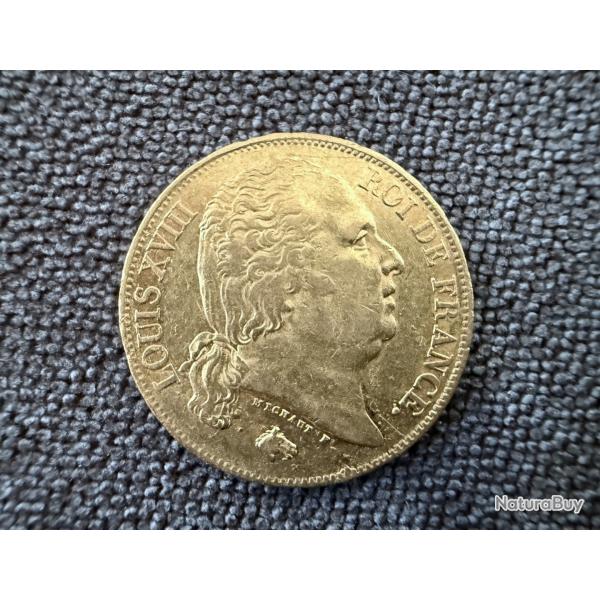 Pice 20 francs or 1817 A - Louis XVIII - Buste nu (Louis d'or)