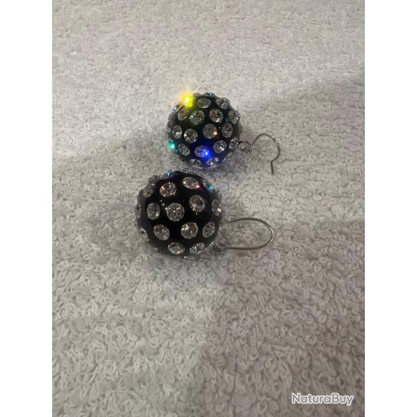Boucles d oreilles cristaluna pallina acrylique noir avec swarovski cristal neuf 301 505 00