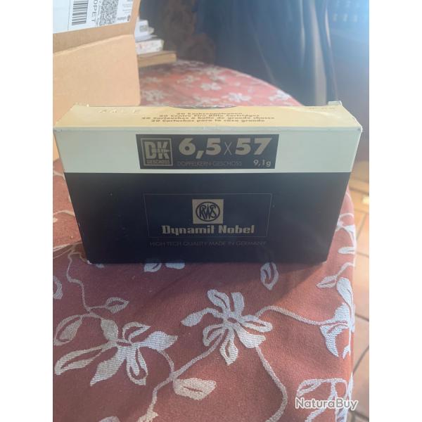 CARTOUCHES NEUVES  RWS 6,5 X 57 DK 9,1 gr