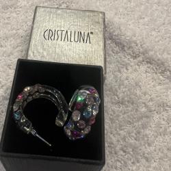 Boucles d oreilles cristaluna grace cristal acrylique transparent avec swarovski neuf 300 227 r9
